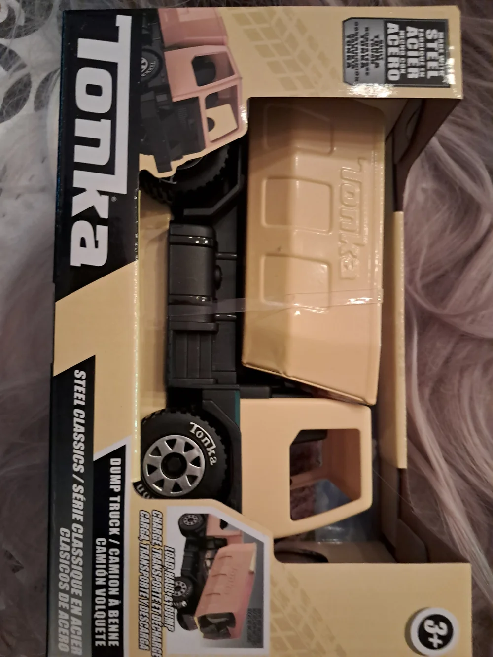 Tonka Beige & Black Steel Classics Dump Truck